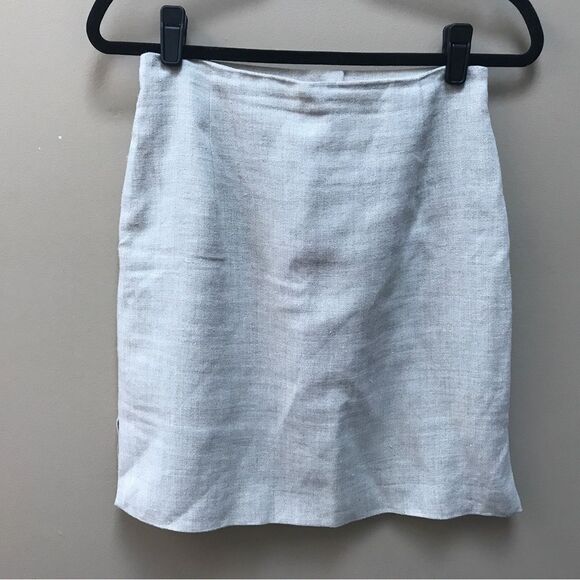 Warm Cream High Waisted Linen Pencil Skirt - Picture 2 of 7
